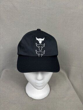 Project Rock Unisex Black Adjustable Hat With Bull Graphic By Under Armour OSFM